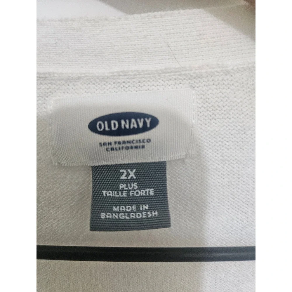 Old Navy White Open Front Cardigan Sweater Womens 2X Plus Cotton Blend Long Slee - Picture 2 of 7